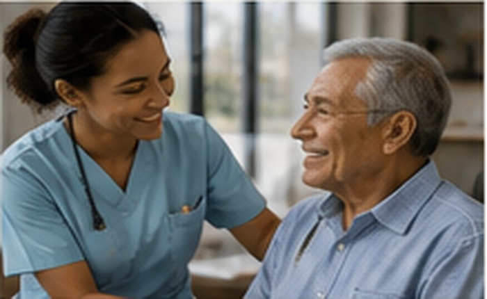 Caregiver assisting an underserved community member